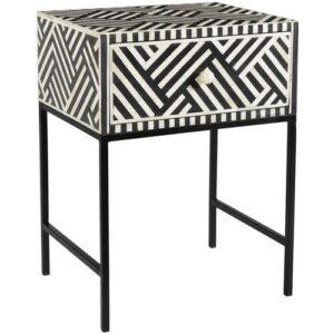 One drawer bone inlay bedside table with metal stand size 18x14x24 inches with any design any colour