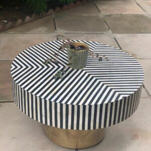 Round coffee table with inlay work